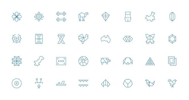 Thin Line Style Shape Icons with 32 Vectors Reusable Icon Set