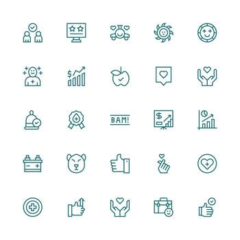 Positive Set with 25 Medium Stroke Outline Icons Minimal Icon Set for Interface Projects vector