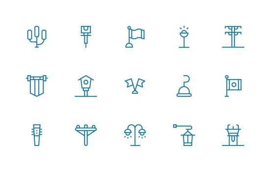 15 Regular Line Icons for Pole Graphics Icon Set for Apps vector