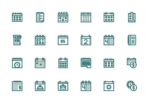 Monthly Set with 24 Thick Line Line Icons Interface Icon Collection for Daily Projects vector
