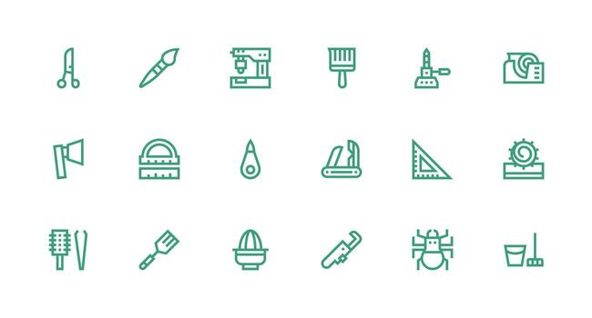 herramienta icono conjunto con 18 fuerte carrera línea gráficos limpiar icono conjunto icono paquete para ui proyectos vector