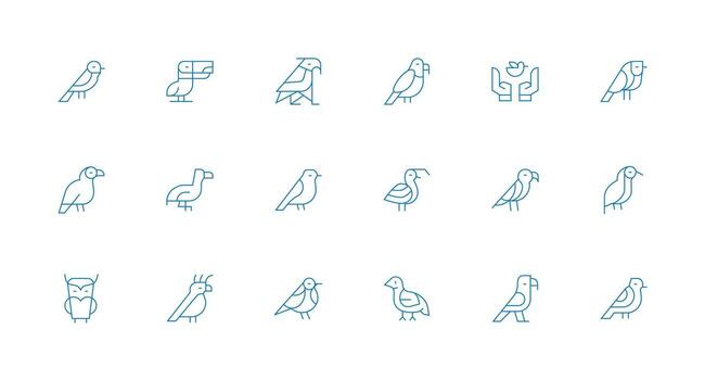 18 Icons for Feathered in Minimal Line Format UI and UX Focused Icon Collection vector