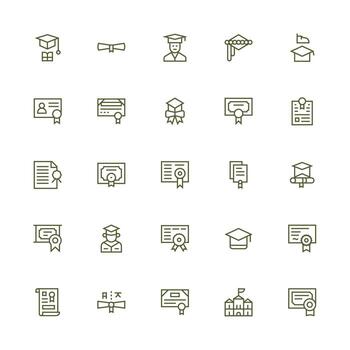 25 Medium Stroke Outline Icons for Diploma Graphics Quick Access Icons for UI Development vector