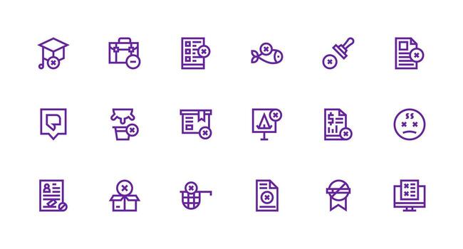 Not Accepted Icon Set with 18 Strong Stroke Line Graphics Dashboard Icon Series vector