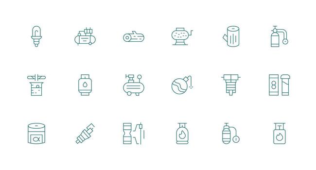 18 mínimo línea estilo íconos desde cilindro colección ligero icono serie para rápido prototipos vector