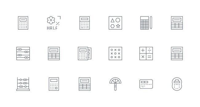 18 mínimo línea estilo íconos desde matemáticas colección píxel Perfecto íconos para moderno aplicaciones vector