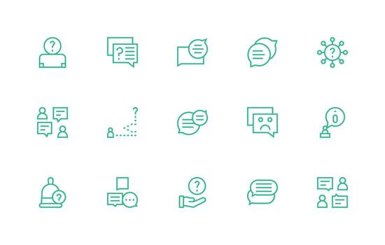 15 Regular Line Designs for Support Request Icons Sharp Icons for Presentations vector