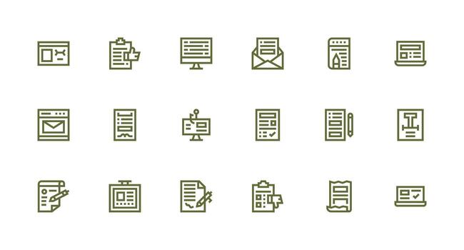 Online Form Icon Collection with 18 Strong Stroke Line Designs Clean Icon Collection for Web Use vector