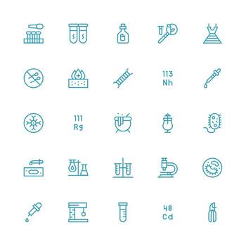 Laboratory Set with 25 Medium Stroke Outline Icons Reliable Icons for All Interfaces vector