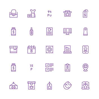 25 Medium Stroke Outline Style Icons from Item Collection UI Icon Set vector