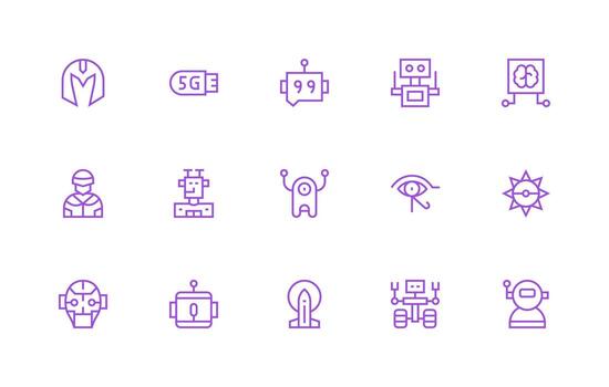 15 Futuristic Icons in Regular Line Aesthetic Icons Built for Visual Consistency Pack vector