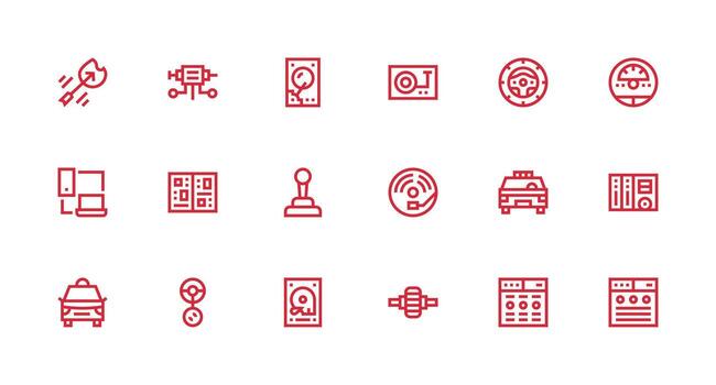 Strong Stroke Line Icons from Drive Set with 18 Vectors Pixel Perfect Icons for Modern Apps