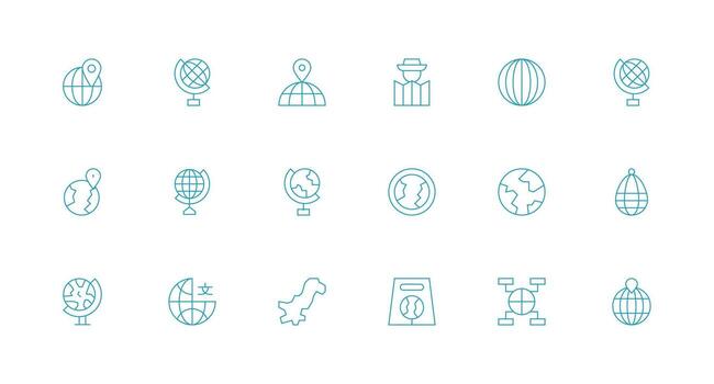 18 Minimal Line Icons for World Map Graphics Minimal Icon Pack vector