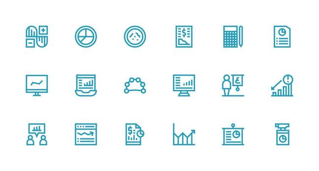 Strong Stroke Line Style Graph Icons with 18 Vectors Multi-Style Icons for Creative Projects