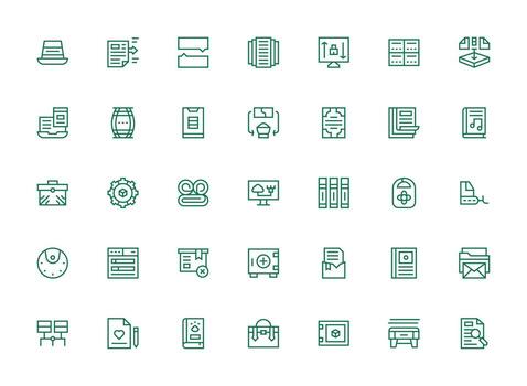 Archive Visual Pack containing 35 Regular Clean Line Icons Dashboard Icon Series vector