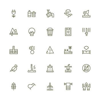 Environmental Design Icons featuring 25 in Medium Stroke Outline Style Flexible Icon System for Web Interfaces vector