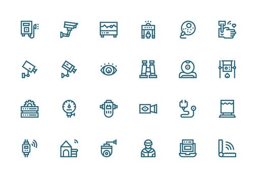 24 Thick Line Line Icons for Monitoring Graphics Well-Structured Icons for Creative Use vector
