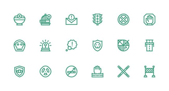 Caution Design Icons featuring 18 in Strong Stroke Line Style Neutral Style Icons for Any Project vector