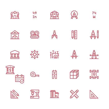 Plano incluso 25 medio carrera contorno ilustraciones mínimo icono conjunto para interfaz proyectos vector