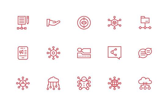 15 Icons for Sharing in Regular Line Format Multi-Style Icons for Creative Projects vector