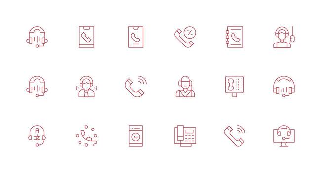 Call Center Design Icons featuring 18 in Minimal Line Style Scalable Icon Pack vector