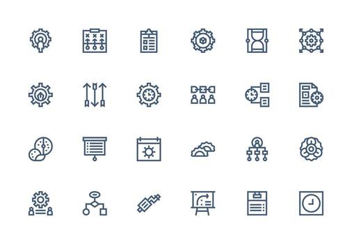 24 íconos para flujo de trabajo en grueso línea línea formato inteligente icono colección vector
