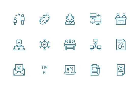 15 regular línea diseños para protocolo íconos claro y conciso icono conjunto colección vector