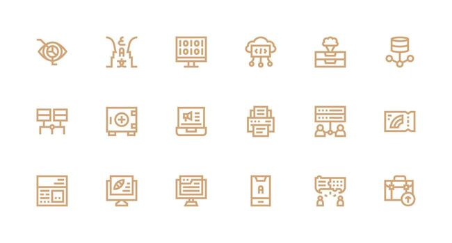 Information Technology including 18 Strong Stroke Line Illustrations Sharp Icons for Presentations vector