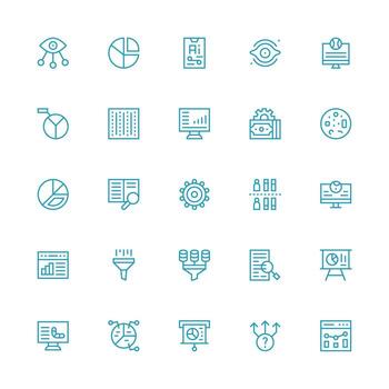 Medium Stroke Outline Icons from Data Analysis Set with 25 Vectors Printable Icon Collection