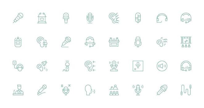Thin Line Style Microphone Icons with 32 Vectors Web Icon Collection