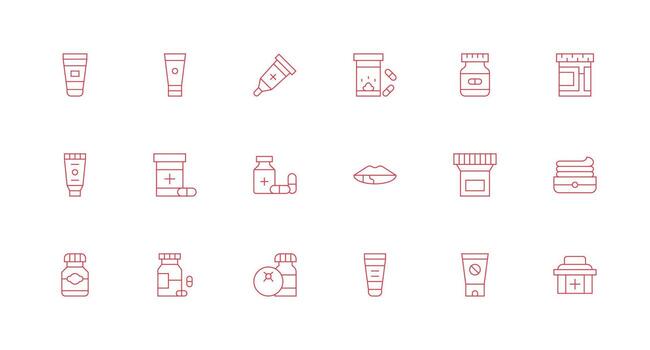 18 Minimal Line Style Icons from Ointment Collection Scalable Icon Pack vector