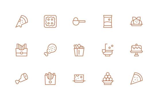 Portion including 15 Regular Line Illustrations Flexible Icon System for Web Interfaces vector