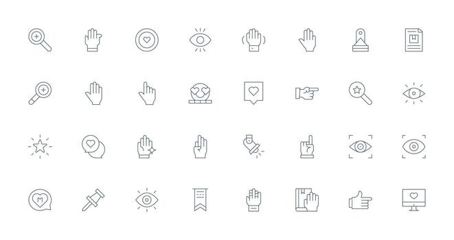 Highlight Icon Set with 32 Thin Line Graphics Standard Icon Pack vector