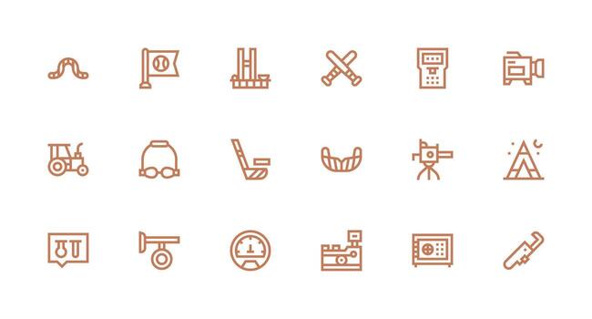 equipo presentando 18 íconos en fuerte carrera línea diseño núcleo icono colección para diario Tareas vector