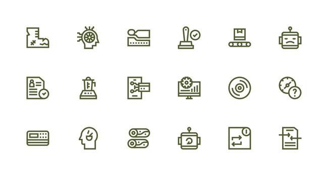 Strong Stroke Line Style Processing Icons with 18 Vectors Essential Icons for Rapid UI Building