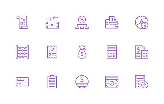Regular Line Icons from Accounting Set with 15 Vectors Versatile Icon Collection for Designers