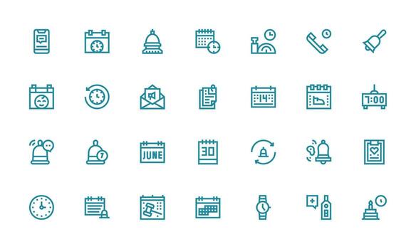 negrita línea estilo recordatorio íconos con 28 vectores claro y conciso icono conjunto colección