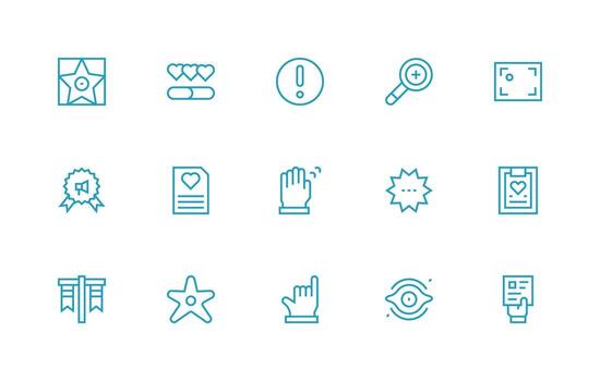 Highlight Icon Set with 15 Regular Line Graphics App Icon Pack vector