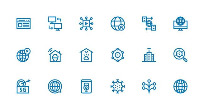 Internet featuring 18 Icons in Strong Stroke Line Design User Interface Icons for Digital Products vector