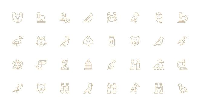 Zoology including 32 Thin Line Illustrations Balanced Icon Set for Functional Design vector