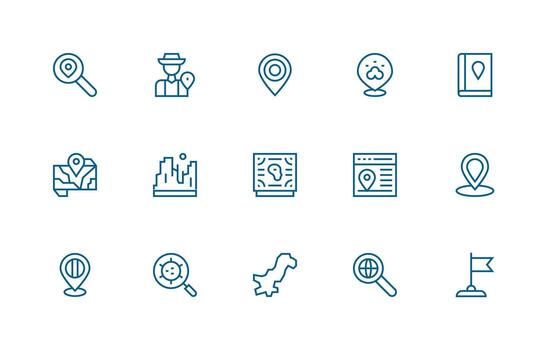 15 Regular Line Designs for Region Icons Clean Icon Collection for Web Use vector