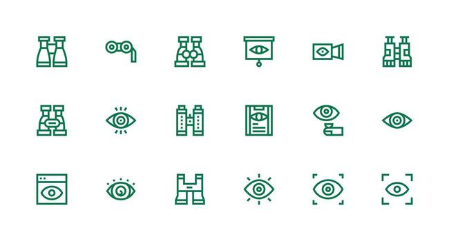 18 fuerte carrera línea íconos para observar gráficos limpiar icono paquete vector