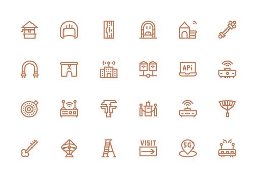 24 Access Point Icons in Thick Line Line Aesthetic Complete Icon Set for Mobile Apps vector