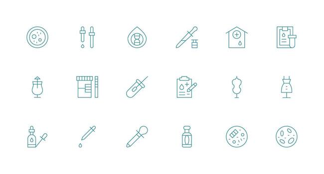 mínimo línea íconos desde muestra conjunto con 18 vectores organizado glifo íconos para rápido diseño