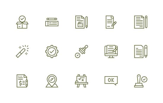Correct Visual Pack containing 15 Regular Line Icons Essential Icon Set for Teams vector