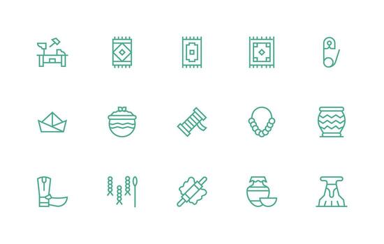 Regular Line Icons from Handmade Set with 15 Vectors Interface Icon Collection