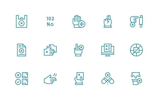 Deny Set with 15 Regular Line Icons User Interface Icons for Digital Products vector