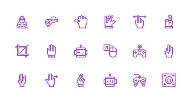 18 íconos para mando en fuerte carrera línea formato personalizable icono serie para móvil pantallas vector