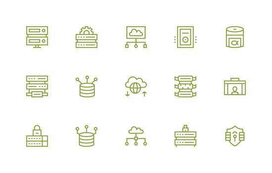 regular línea estilo datos centrar íconos con 15 vectores funcional icono serie