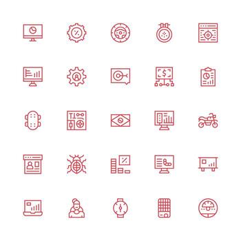 25 medio carrera contorno vectores para tablero tema rápido acceso íconos para ui desarrollo